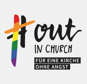 Plakat: Out in Church für eine Kirche ohne Angst